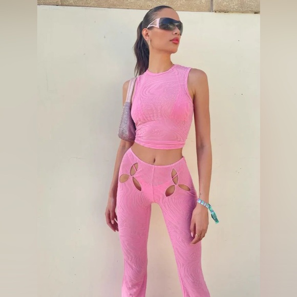 I.AM.GIA Pants - I AM GIA Amina Pink Cut Out Mesh Set